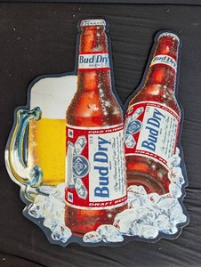 Vintage Bud Dry Beer Advertising Wall Sign