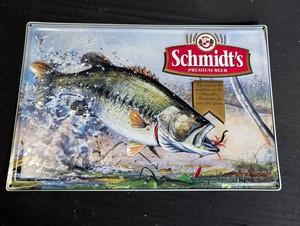 Schmidts Premium Beer Fishing Scene Advertising Sign