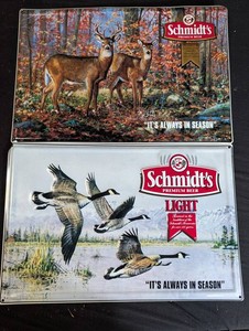 Vintage Schmidts Premium Beer Wildlife Advertising Signs (Lot of 2)