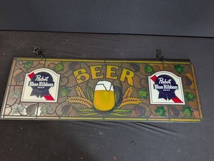 Pabst Blue Ribbon Stained-Glass-Style Advertising Sign