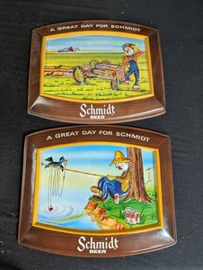 Vintage Schmidt Beer Wall Plaques - 1977 Pair