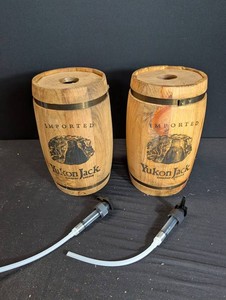 Yukon Jack Wooden Liqueur Barrel Dispensers (Lot of 2)