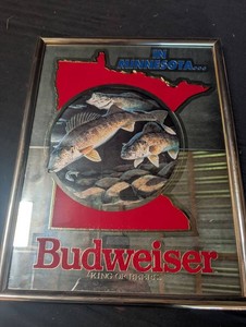 Budweiser in Minnesota Fishing Scene Advertising Mirror