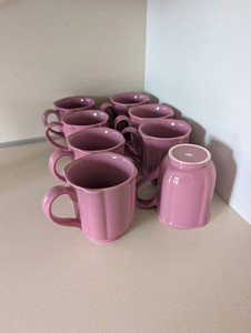 Pink Ceramic Coffee Mugs (Lot of 7)