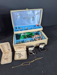 Vintage Costume Jewelry Mixed Lot With Jewelry Boxes