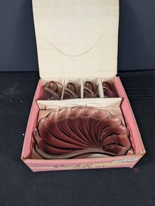 Vintage Glass Snack Set - Divided Tray & 4 Cups (Lot of 5)