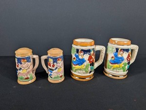 Japanese Ceramic Figural Mugs & Salt Pepper Shakers (Lot of 4)