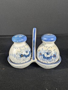 Blue Floral Ceramic Salt & Pepper Shaker Set