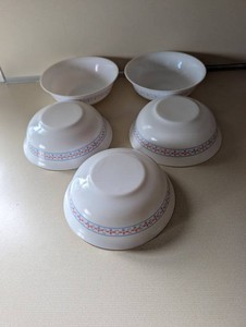 Corelle Blue & Red Floral Pattern Bowls (Lot of 5)