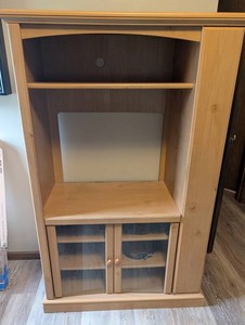Wood-Finish Display Cabinet With Glass Doors 38 X 19 X 60 in