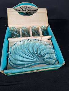 Capri Turquoise Shell Glass Snack Set - 4-Piece Place Settings