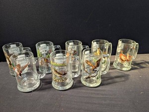 Vintage Schmidt Beer Collector Series Glass Mugs (Lot of 9)