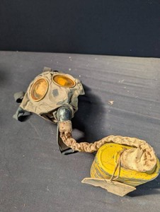Vintage Military Gas Mask With Canister