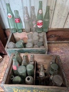 Vintage Soda Bottles & Glassware Mixed Lot - Coca-Cola, Dr Pepper & Canada Dry