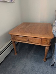 Oak End Table With Drawer 24 X 24 X 27 in