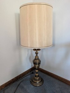Table Lamp With Ornate Tiered Base & Fabric Shade
