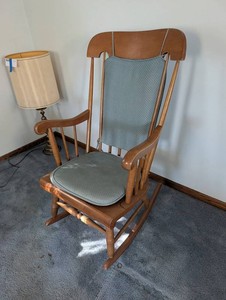 Wooden High-Back Upholstered Rocking Chair