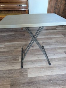 Gray Folding Table With Collapsible X-frame