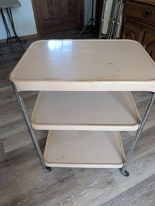Three-Tier Metal Rolling Cart 16in D X 32in H
