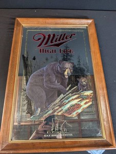 Miller High Life Black Bear Minnesota Framed Advertising Mirror