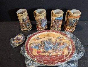 Vintage Miller Birth of a Nation Steins & Plates (Lot of 6)