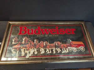 Budweiser Clydesdale Advertising Mirror 28 X 53 in