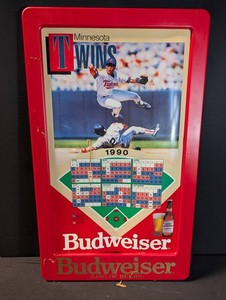 Vintage Budweiser Minnesota Twins 1990 Advertising Sign