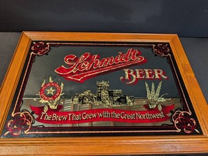 Jacob Schmidt Brewing Co. Beer Mirror in Wood Frame