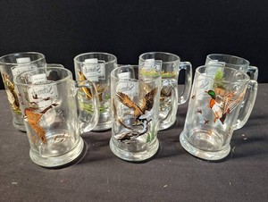 Schmidt Beer Wildlife Glass Beer Mugs (Lot of 8)