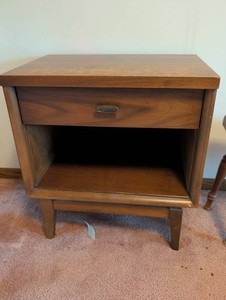 Wood Nightstand With Drawer and Open Storage