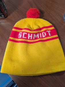 Yellow & Red Knit Pom-Pom Beanie