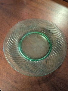 Vintage Green Glass Swirl Plate