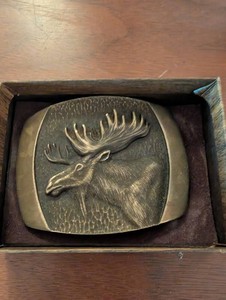 Vintage Steven L. Knight Solid Bronze Moose Belt Buckle