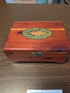 Wooden Floral Keepsake Jewelry Box With Mirror