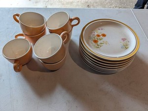 Vintage Charmcraft Stoneware Wild Flowers Dinnerware