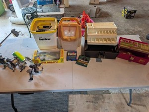 Fishing Tackle Mixed Lot - Cannon, Shakespeare Reels & Tackle Boxes