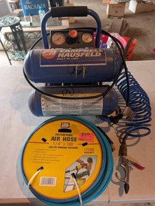 Campbell Hausfeld Compressor, Air Hoses & Blow Gun Mixed Lot