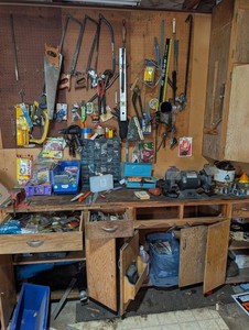 Mixed Lot Black & Decker Tools, Bench Grinder, Hardware & Workshop Supplies