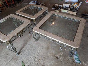 Ornate Mirrored Glass Coffee & Accent Tables (Lot of 3)