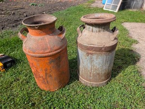 Metal Milk Cans - Pair (Lot of 2)