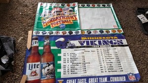 Vintage Bud Monday Night Football & Vikings Banners (Lot of 2)