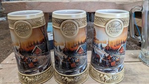 Miller Genuine Draft Terry Redlin Winter Steins (Lot of 3)