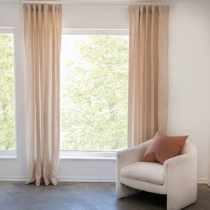 100% French Linen Window Curtain Set 50 W x 96 L Putty Heather BOKSER HOME