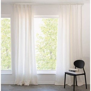 100% French Linen Window Curtain Set 50 W x 96 L Cream BOKSER HOME