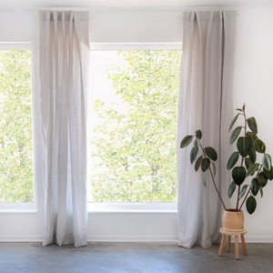 100% French Linen Window Curtain Set 50 W x 84 L Pebble Heather BOKSER HOME