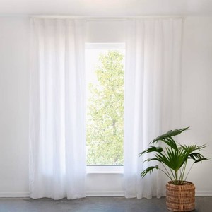 100% French Linen Window Curtain Set 50 W x 108 L  White BOKSER HOME