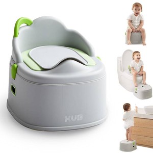K B 3-in-1 Potty Training Toilet (Chair, Seat, Step Stool) - 9 CM Splash Guard, One-Click Assembly, Easy to Clean - Versatile Toddler Potty Trainer for Boy Girl - Grey