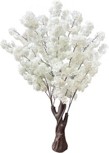 Artificial Cherry Blossom Tree, 3.5FT White Faux Cherry Blossom Tree for Home, Wedding & Party Decoration, Indoor & Outdoor 2 pack