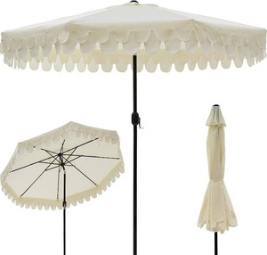 9FT Scalloped Patio Umbrella with Crank & Tilt, Wind Vent,UV-Resistant Outdoor Umbrella with Wavy Trim,Wind Resistant Patio Umbrella for Terrace,Courtyard,Lawn