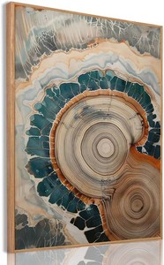 Tree Ring Wall Art Framed, Modern Nature Decor, Easy to Hang 24x36 Inch